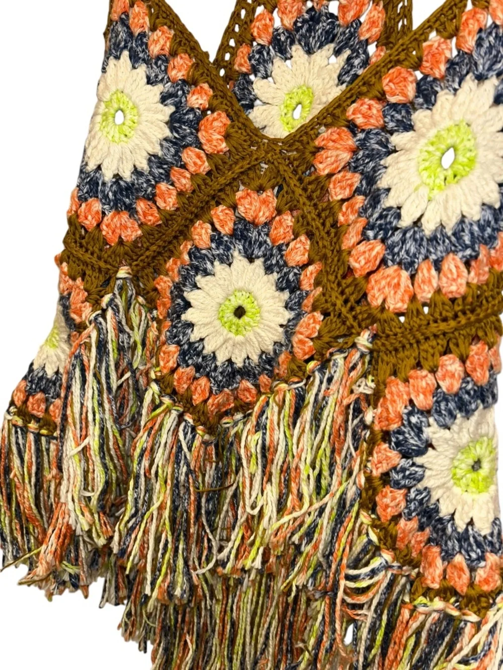 Free People Summer of Love NEW brown daisy crochet knit Festival Top M/L - Picture 5 of 6